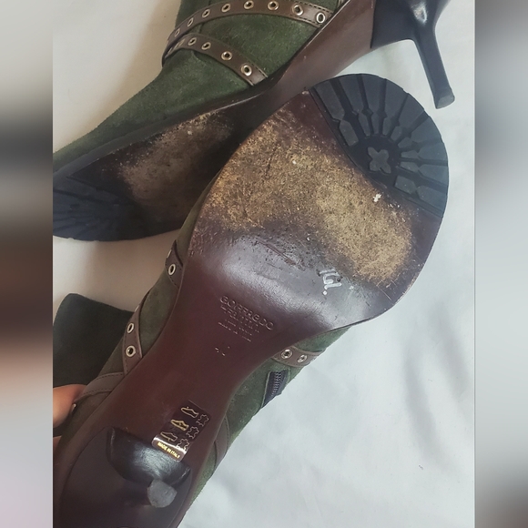 GOFFREDO FANTINI-size 40/10 -suede leather booties- brown leather stitched strap - Picture 7 of 15